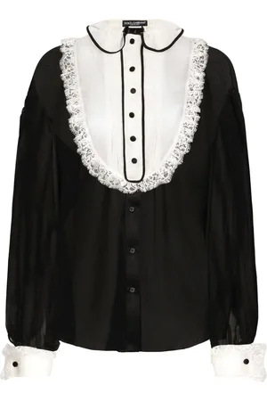Dolce & Gabbana Bib-collar silk-blend shirt