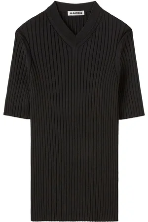 Jil Sander Ribbed-knit V-neck T-shirt