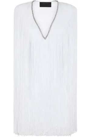 Philipp Plein Fringed v-neck mini dress
