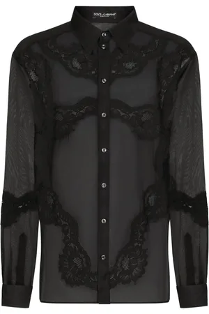 Dolce & Gabbana Lace-embellished sheer organza shirt