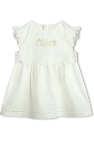 Chloé Logo-embroidered poplin babygrow set