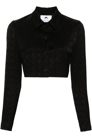 Marine Serre Moon Diamant-jacquard cropped jacket