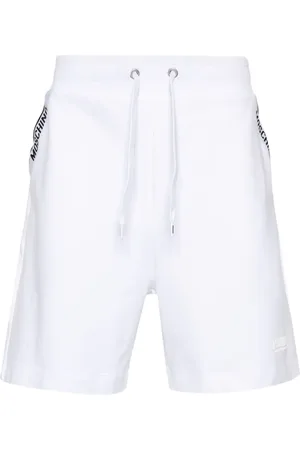 MEN'S MOSCHINO SIDE STRIPE LOGO SHORTS - WHITE 