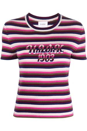 Barrie Striped cashmere top