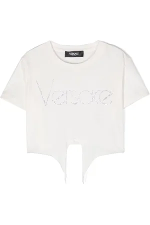 VERSACE Rhinestone-logo cotton T-shirt