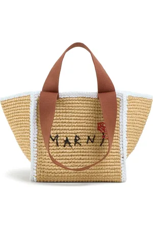 Marni Logo-embroidered woven tote bag