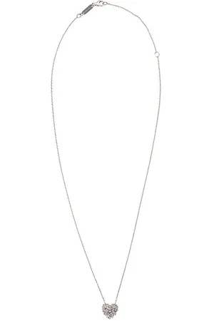 Suzanne Kalan 18kt white gold small angel diamond heart necklace