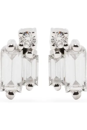 Suzanne Kalan 18kt white gold diamond stud earrings