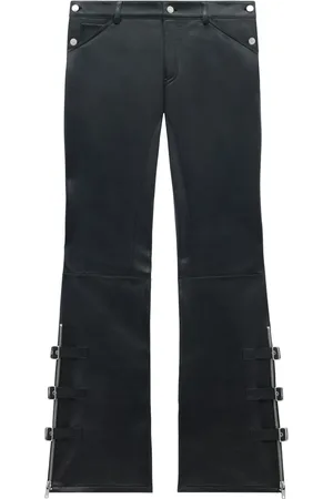 Courrèges Buckle-detailed flared leather trousers