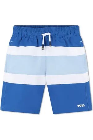 HUGO BOSS Logo-print striped swim shorts