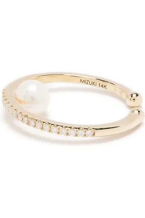 Mizuki 14kt yellow Sea of Beauty diamond and pearl ear cuff