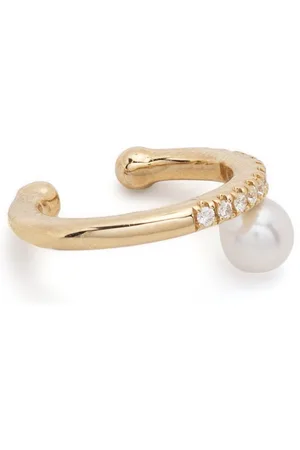 Mizuki 14kt yellow Sea of Beauty diamond and pearl ear cuff