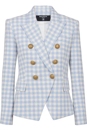 Balmain Gingham-pattern double-breasted blazer