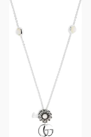 Gucci Sterling GG Marmont Flower pendant necklace