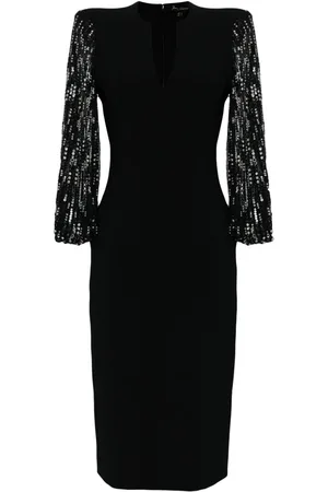 Jenny Packham The Swan sequin-sleeve midi dress