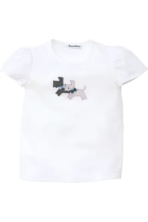 Familiar Dog-appliqu?? cotton T-shirt