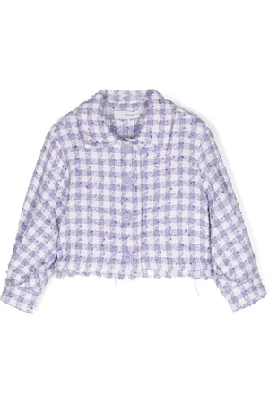 MONNALISA Gingham-check tweed jacket