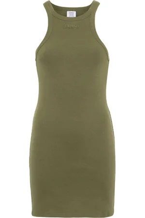 Vetements Logo-embroidered ribbed mini dress