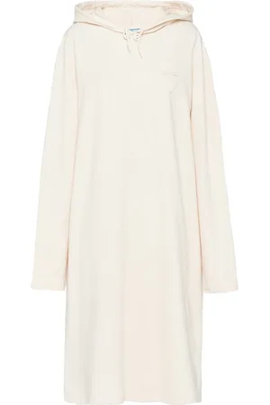Prada Triangle-logo fleece hoodie dress