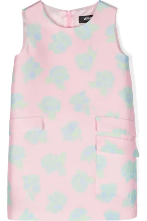 VERSACE Floral-print duchess-satin dress