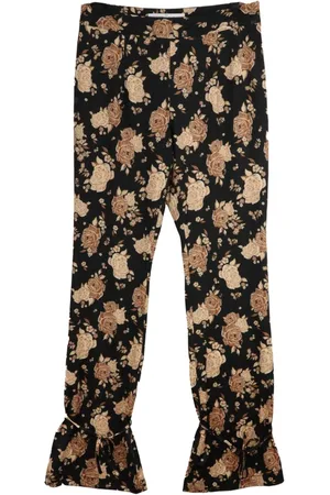 Rokh Rose-print tied-hem trousers