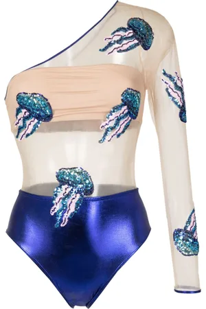 Brigitte Sequin-embellished metallic one-piece