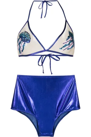 Brigitte Sequin-embellished metallic bikini