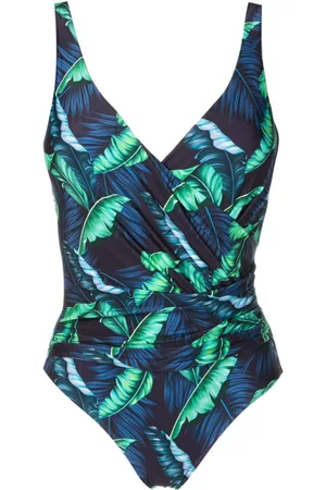 Lygia & Nanny Maisa draped leaf-print swimsuit