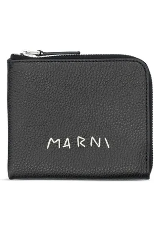 Marni Logo-stitch zipped leather wallet