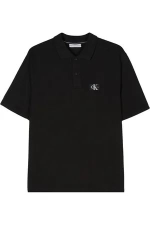 Calvin Klein Logo-patch check-pattern polo shirt