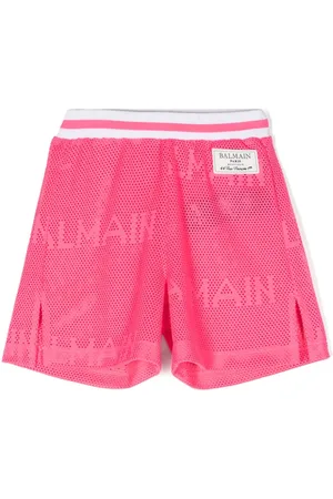 Balmain Logo-patch mesh shorts
