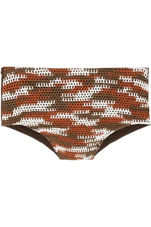 AMIR SLAMA Abstract-pattern crochet swim shorts