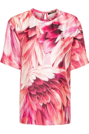 Roberto Cavalli Plumage-print silk T-shirt