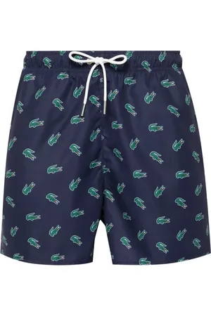 Lacoste Crocodile-print drawstring swim shorts