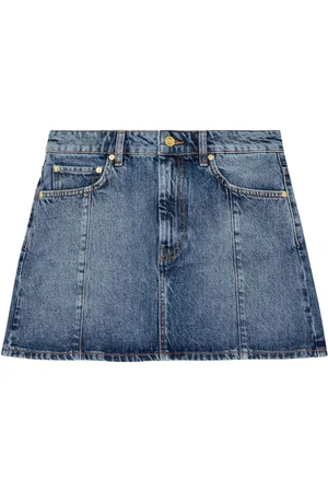 Ganni Rhinestone-logo denim miniskirt