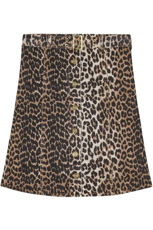 Ganni Leopard-print strapless organic-cotton top