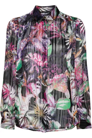 Roberto Cavalli Foliage-print metallic shirt