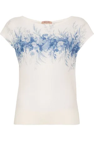 Twin-Set Floral-print ribbed top