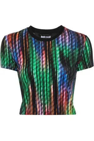 Roberto Cavalli All-over logo-print cropped top