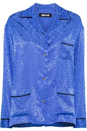 Roberto Cavalli Logo snake-jacquard shirt