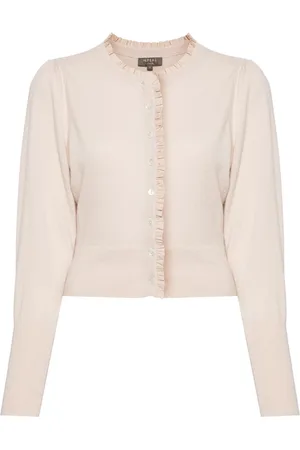 N.PEAL Ruffled-trim cashmere cardigan