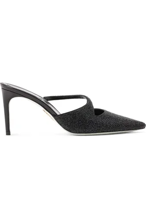 RENE CAOVILLA Crystal-embellished satin mules