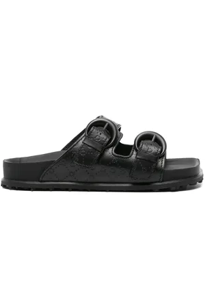 Marine Serre Moonogram-embossed leather slides