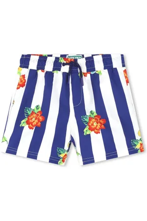 Kenzo Floral-print striped swim shorts