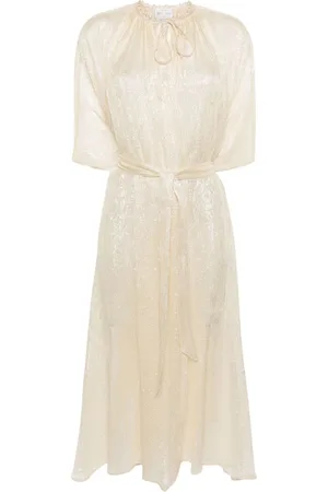 FORTE FORTE Metallic-threading tied-waist coat