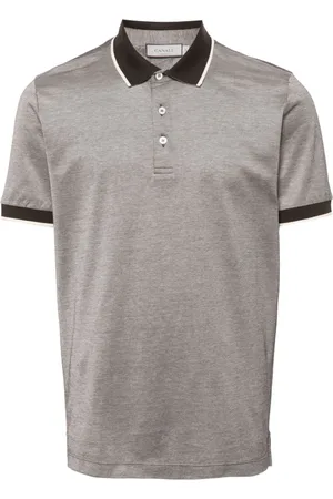 CANALI Contrasting-trim piqu?? polo shirt