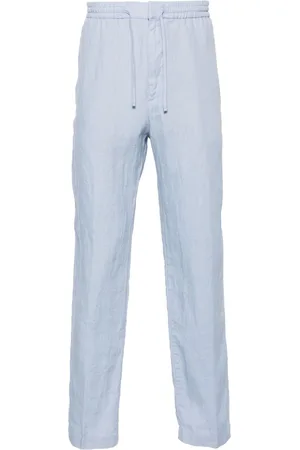 CANALI Mid-rise tapered linen trousers