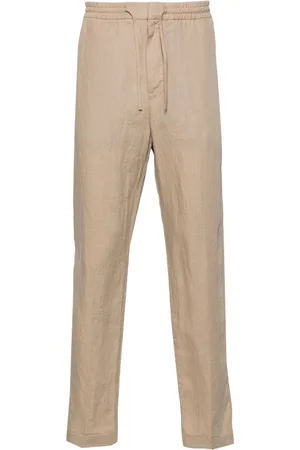 CANALI Mid-rise tapered linen trousers