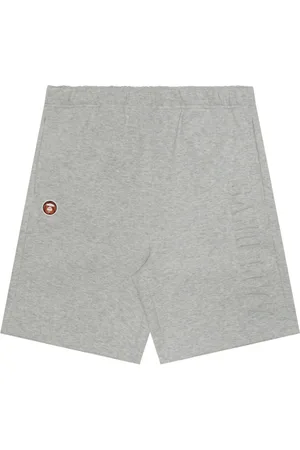 A Bathing Ape Logo-embossed m??lange-effect track shorts