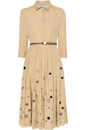 Prada Mirror embellished belted midi dress